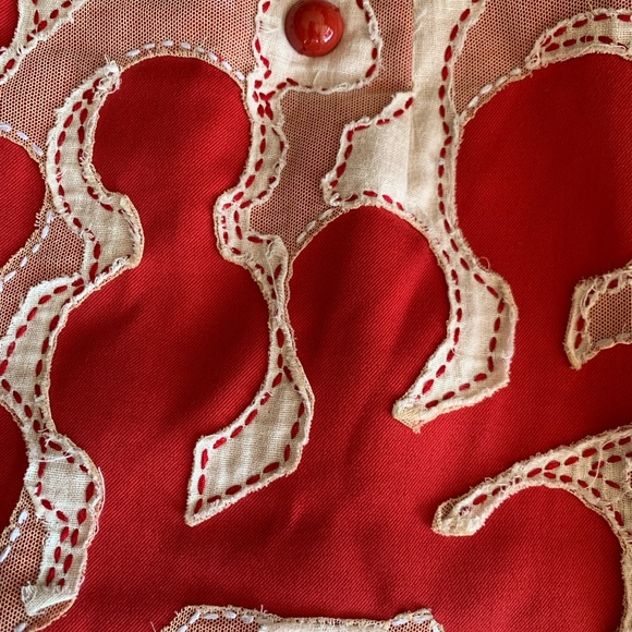 Carolina Herrera linen aplique patchwork skirt 8 - Picture 4 of 5